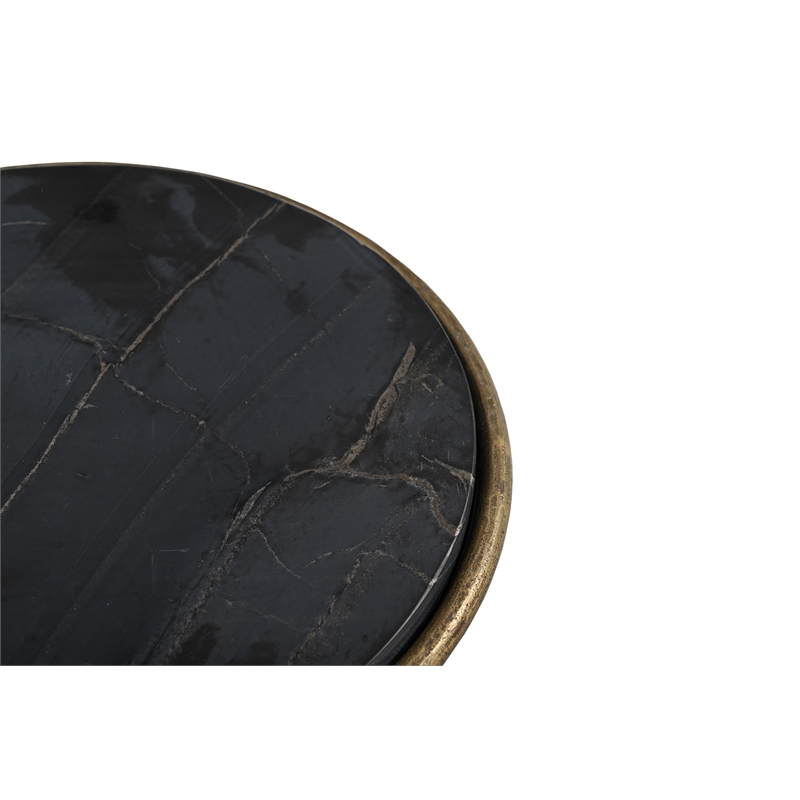 Hourglass Gold Iron Black Marble Accent Table