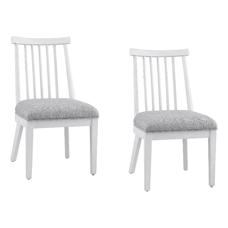 Nadine Bright White Oak Wood  Dining Chair Set of 2
