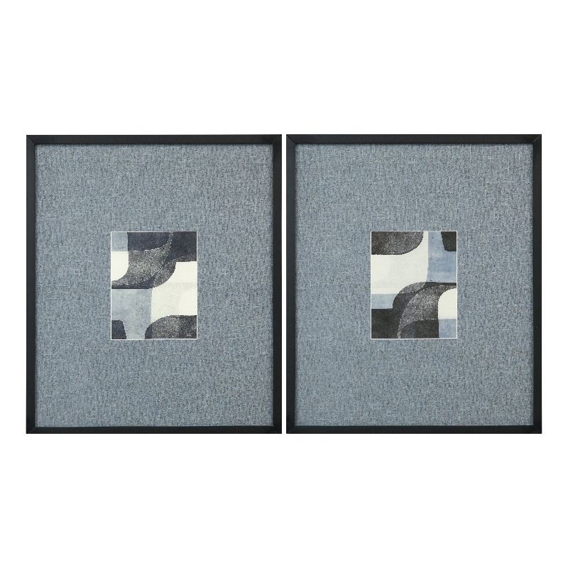 Urban Bound Black Wood  Framed Print Set of 2 Modern Art