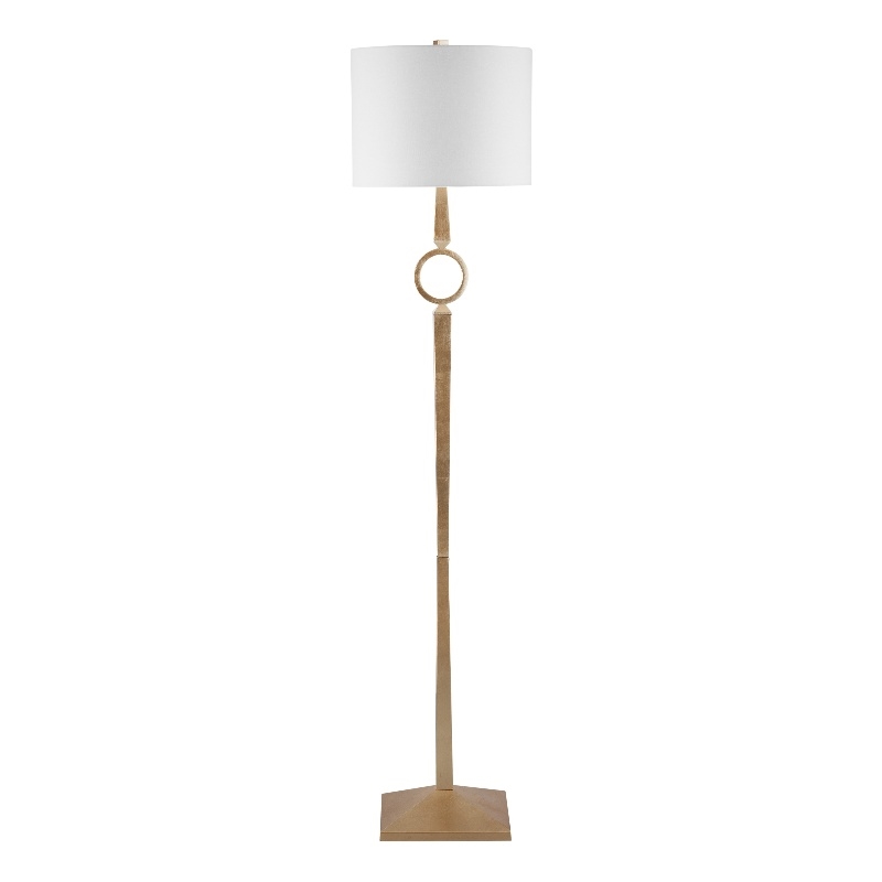 Langley Gold Leaf Metal LED Floor Lamp White Shade