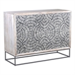 Magnolia Gray Wash Mango Wood Bone Resin Bar Cabinet