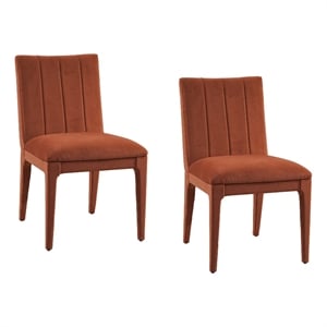 Brianne Orange Velvet Dining Chair Set of 2 Modern