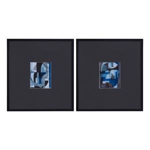 Leo Black Wood Framed Print Set of 2 Modern Wall Art