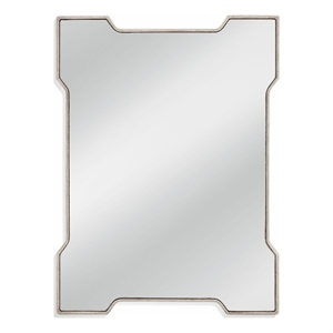Park Place Silver Leaf Wood Geometric Wall Mirror Rectangular