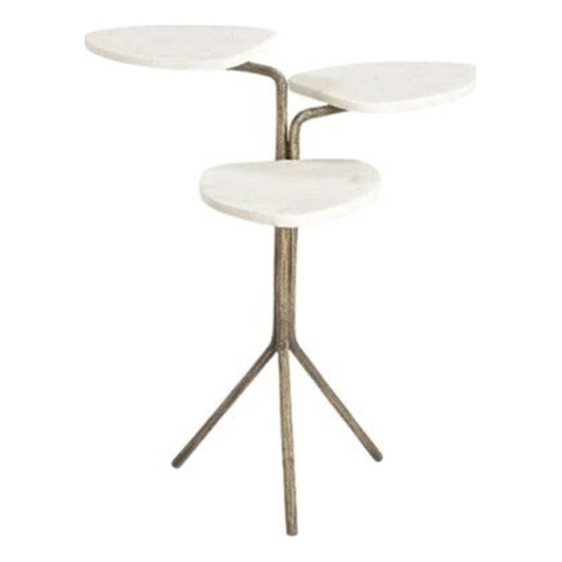 Alpine Gold Marble Three Tier Accent Table