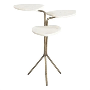 Alpine Gold Marble Three Tier Accent Table
