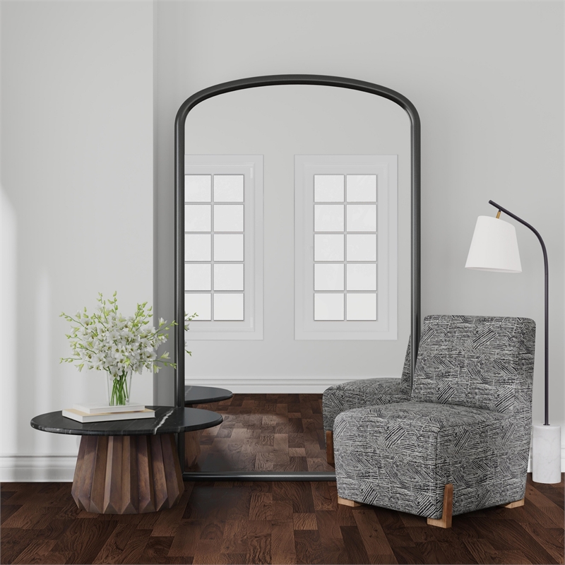 Brookings Matte Black Resin Arched Floor Mirror Full Length