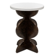 Paloma White Plaster Wood Accent Table Carved Base