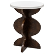 Paloma White Plaster Wood Accent Table Carved Base