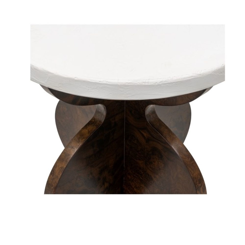 Paloma White Plaster Wood Accent Table Carved Base