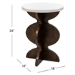 Paloma White Plaster Wood Accent Table Carved Base
