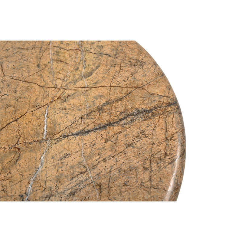 Abbey Amber Marble Accent Table Brown Stone