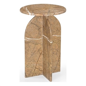 Abbey Amber Marble Accent Table Brown Stone