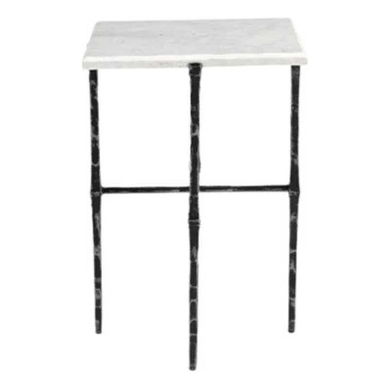 Darcy Nickel Hammered Metal Marble Accent Table