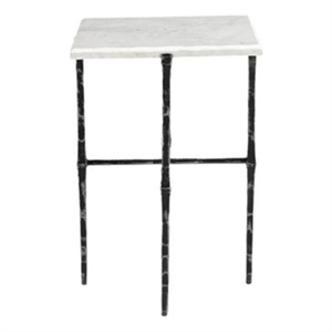 Darcy Nickel Hammered Metal Marble Accent Table