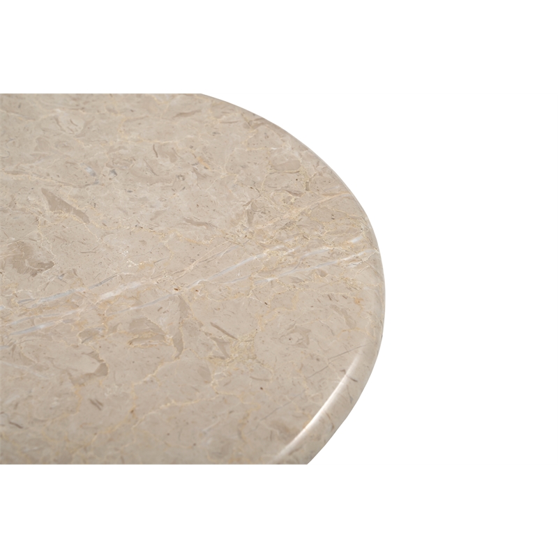Abbey Feather Beige Marble Accent Table Modern
