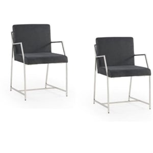 Polygon Stainless Steel Upholstered Dining Chair Set of 2