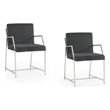 Polygon Stainless Steel Upholstered Dining Chair Set of 2