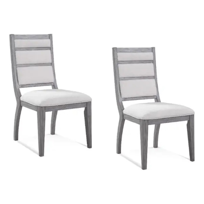 Nylah Upholstered  Light Gray Wood Dining Chair Set of 2 Modern