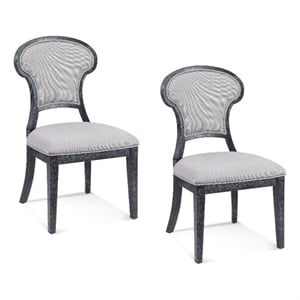 Mateo Black Wood Gray Upholstered Dining Chair Set of 2