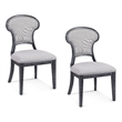 Mateo Black Wood Gray Upholstered Dining Chair Set of 2