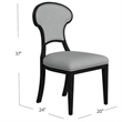 Mateo Black Wood Gray Upholstered Dining Chair Set of 2