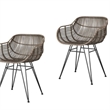 Ryanne Upholstered Black Metal Dining Chair Set of 2
