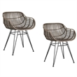 Ryanne Upholstered Black Metal Dining Chair Set of 2