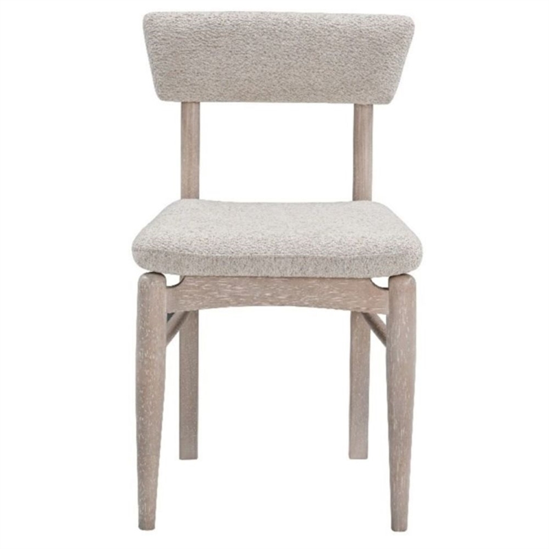 Horizons Cerused White Oak Taupe Boucle Wood  Dining Chair Set of 2
