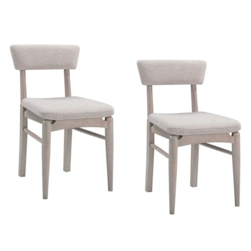 Horizons Cerused White Oak Taupe Boucle Wood  Dining Chair Set of 2