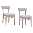Horizons Cerused White Oak Taupe Boucle Wood  Dining Chair Set of 2