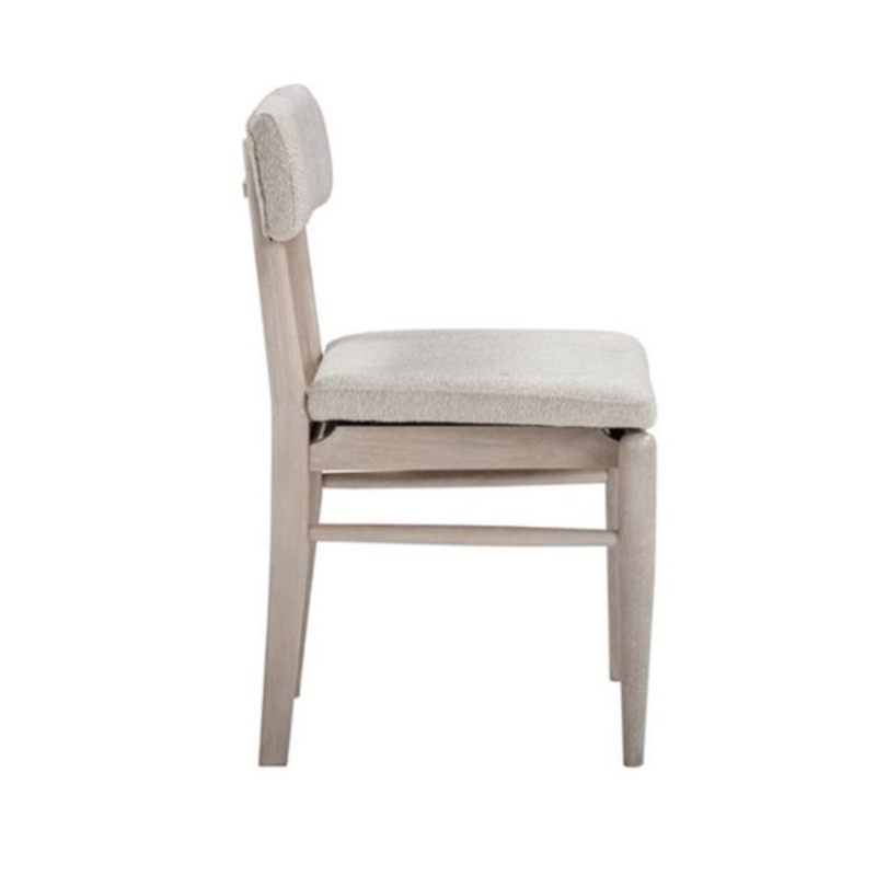 Horizons Cerused White Oak Taupe Boucle Wood  Dining Chair Set of 2