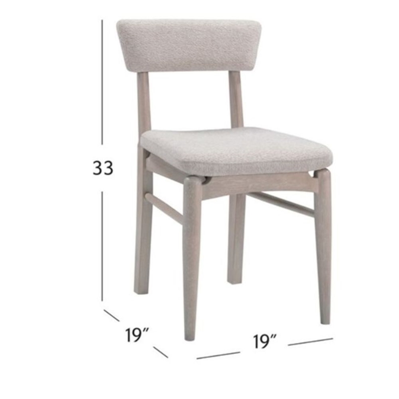 Horizons Cerused White Oak Taupe Boucle Wood  Dining Chair Set of 2