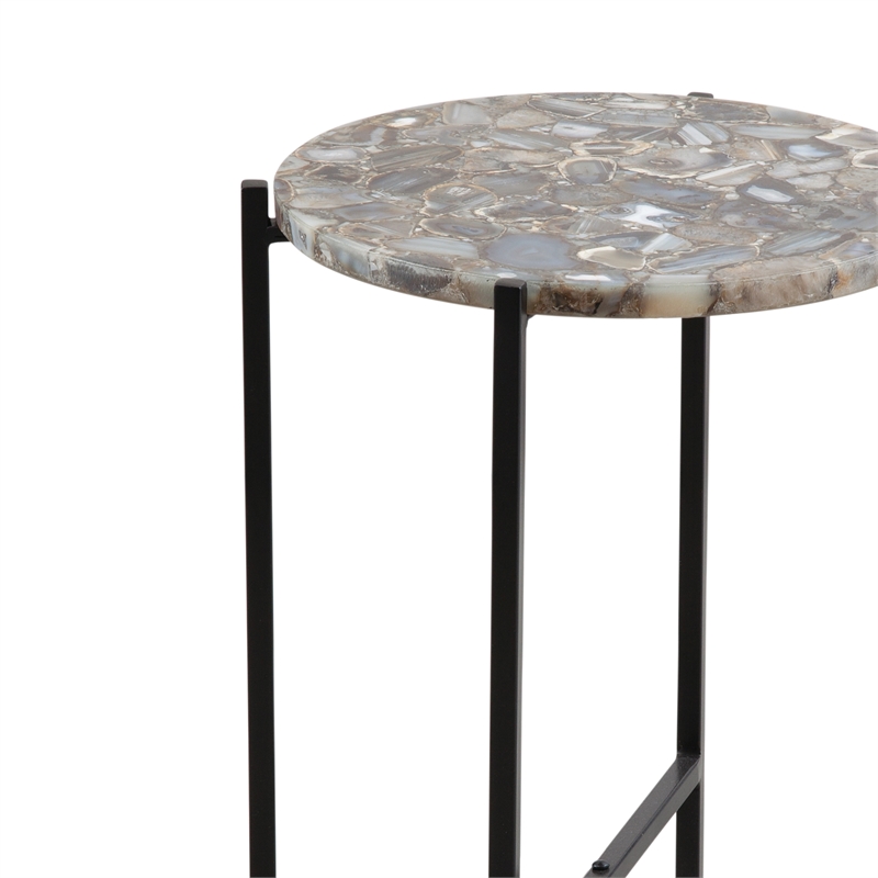 Cicco Modern Black Metal Accent Table Minimalist Design