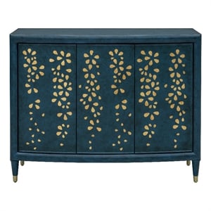 Argento Royal Blue Gold Leaf Hall Cabinet Solid Wood