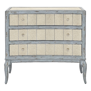 Fontaine Robin Cream Wood  Hall Chest with Mirror Accents