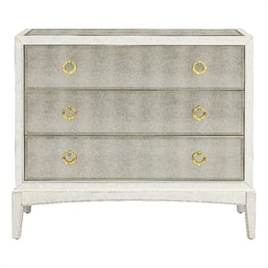 Kiara Antique Cream Hall Chest Mirrored Accent Storage Wood Cabinet