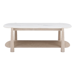 Horizons White Marble White Oak Coffee Table with Casters
