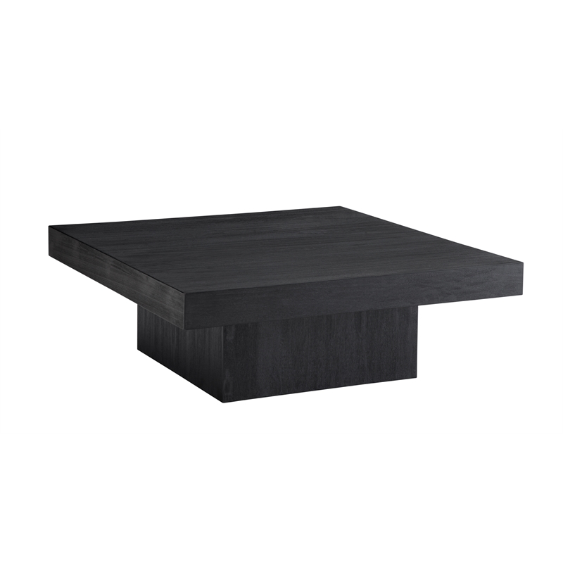 Padula Matte Black Mango Wood Coffee Table Modern Minimalist