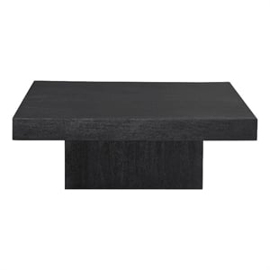Padula Matte Black Mango Wood Coffee Table Modern Minimalist