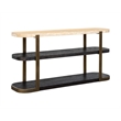 Avalon Travertine Brown Wood Oak Console Table Mixed Material