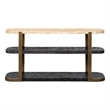 Avalon Travertine Brown Wood Oak Console Table Mixed Material
