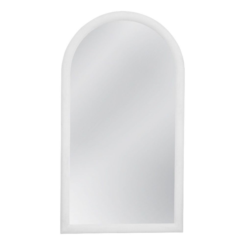 Vega Arched Matte White Wood Floor Mirror Modern Minimalist