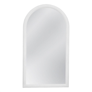 Vega Arched Matte White Wood Floor Mirror Modern Minimalist