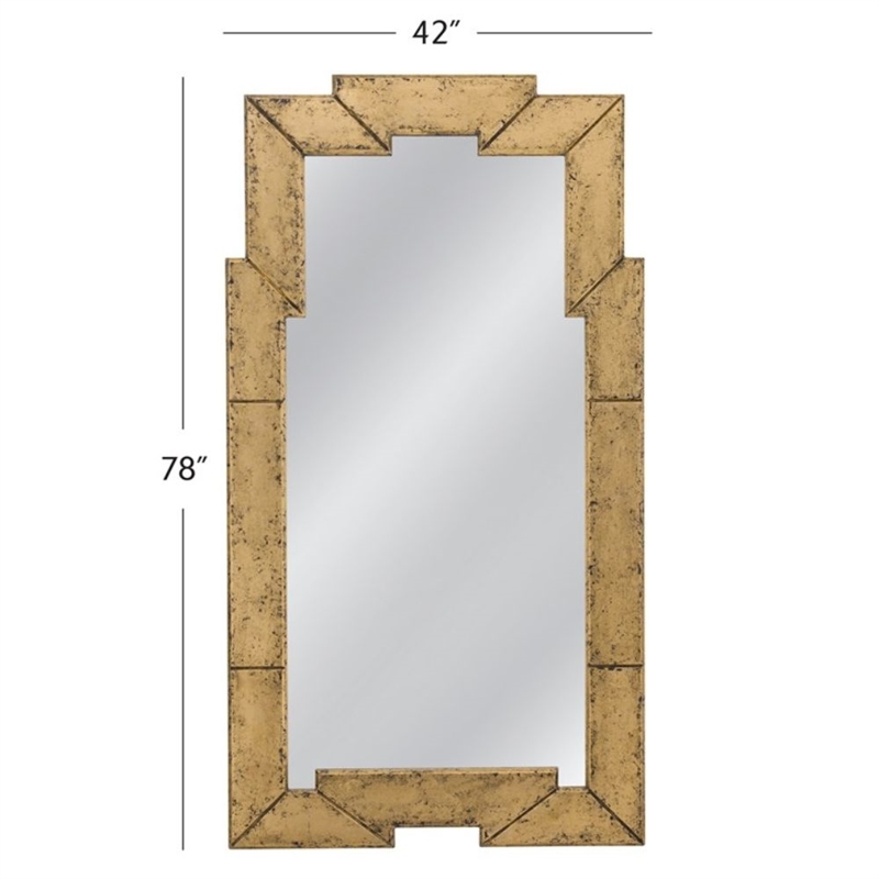 Metouro Art Deco Antique Gold Wood Floor Mirror Gilded Frame