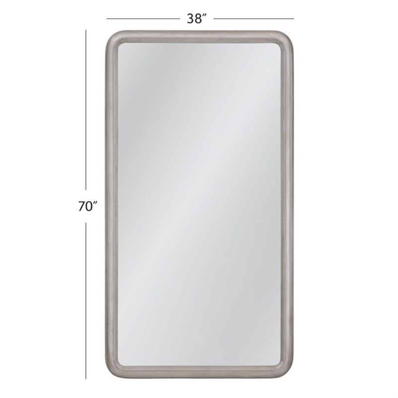 Berylon Silver Modern Wood Floor Mirror Rounded Corner Design