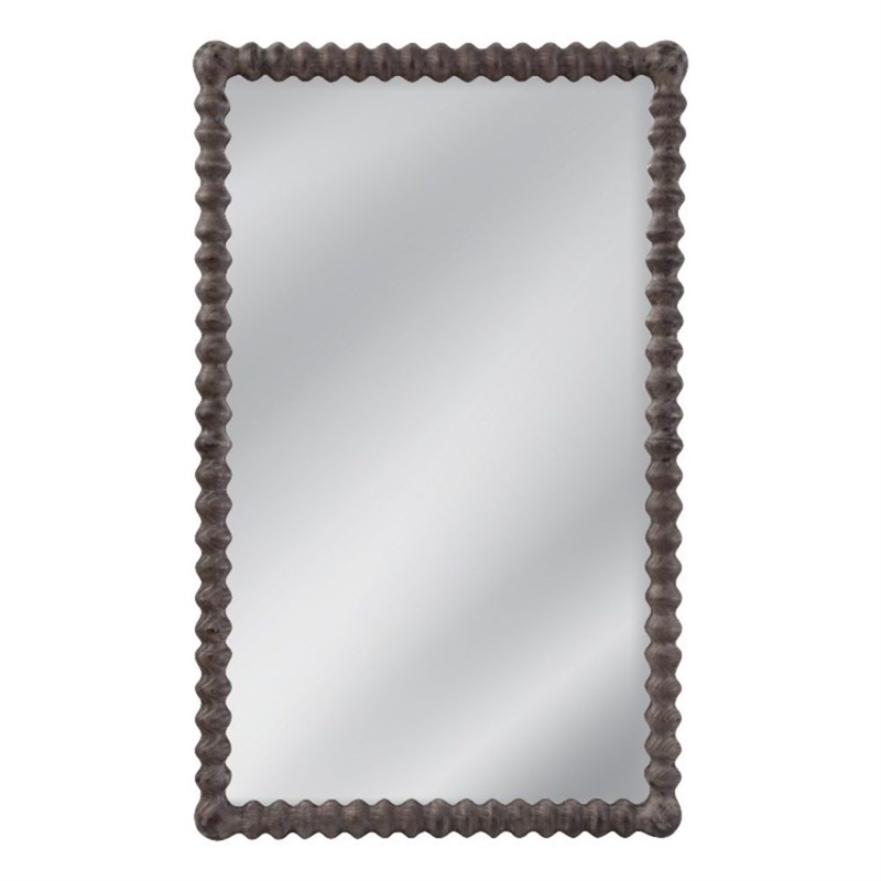 Vallente Brown Wood Carved Rectangular Floor Mirror