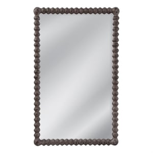 Vallente Brown Wood Carved Rectangular Floor Mirror
