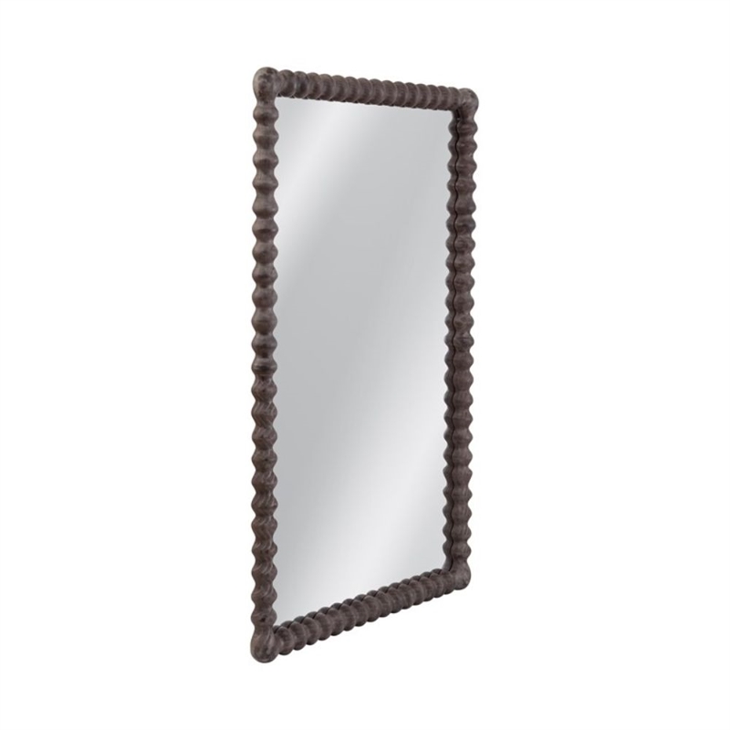Vallente Brown Wood Carved Rectangular Floor Mirror