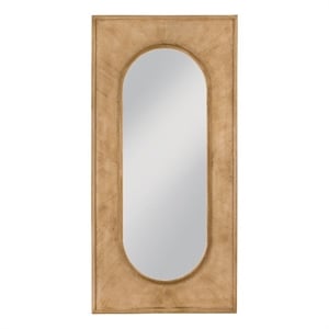 Liam Brown Wood Frame Oval Floor Mirror Boho Modern